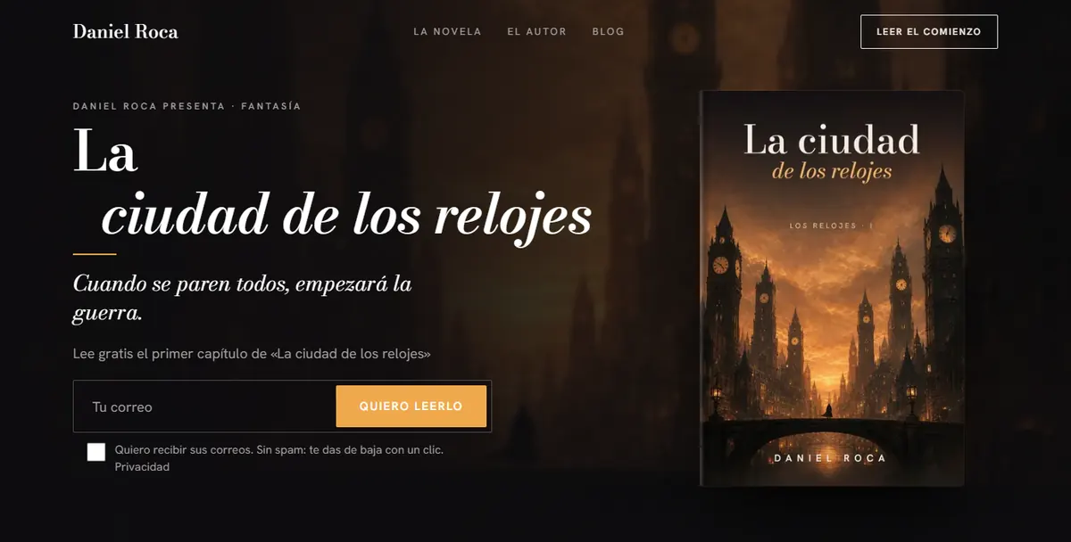 Web de ejemplo de Daniel Roca con «La ciudad de los relojes»