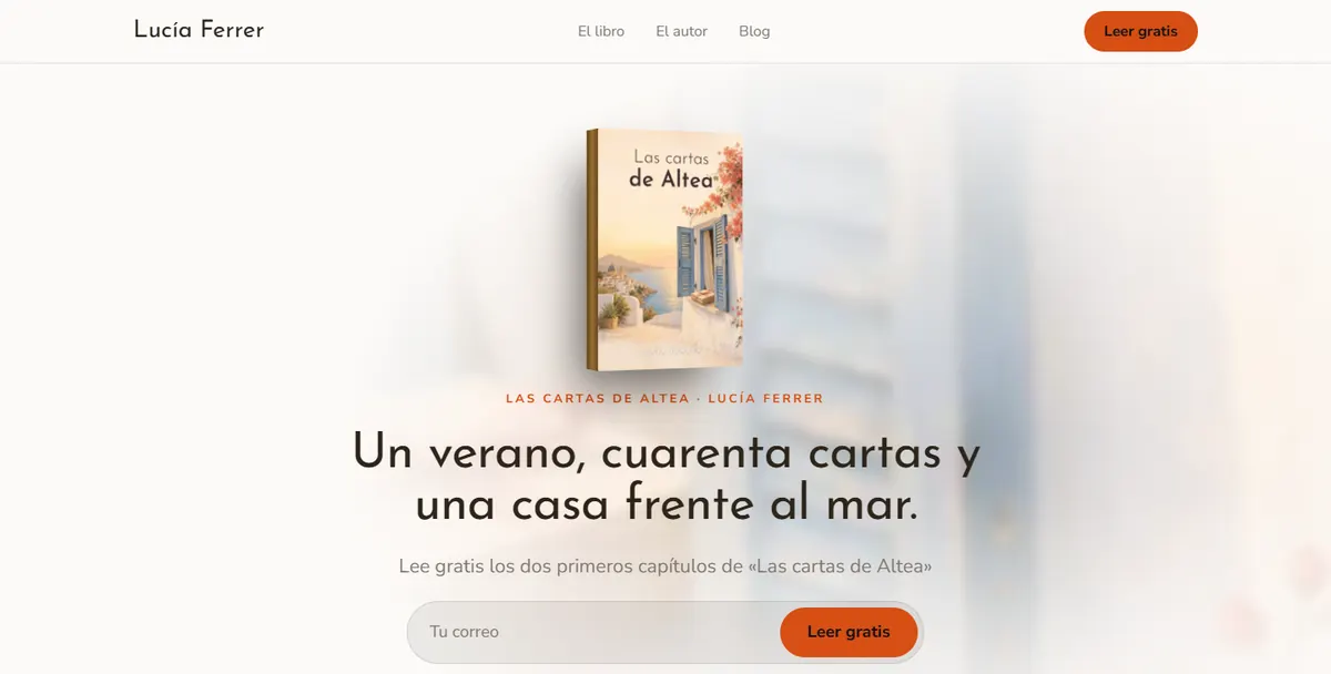 Web de ejemplo de Lucía Ferrer con «Las cartas de Altea»