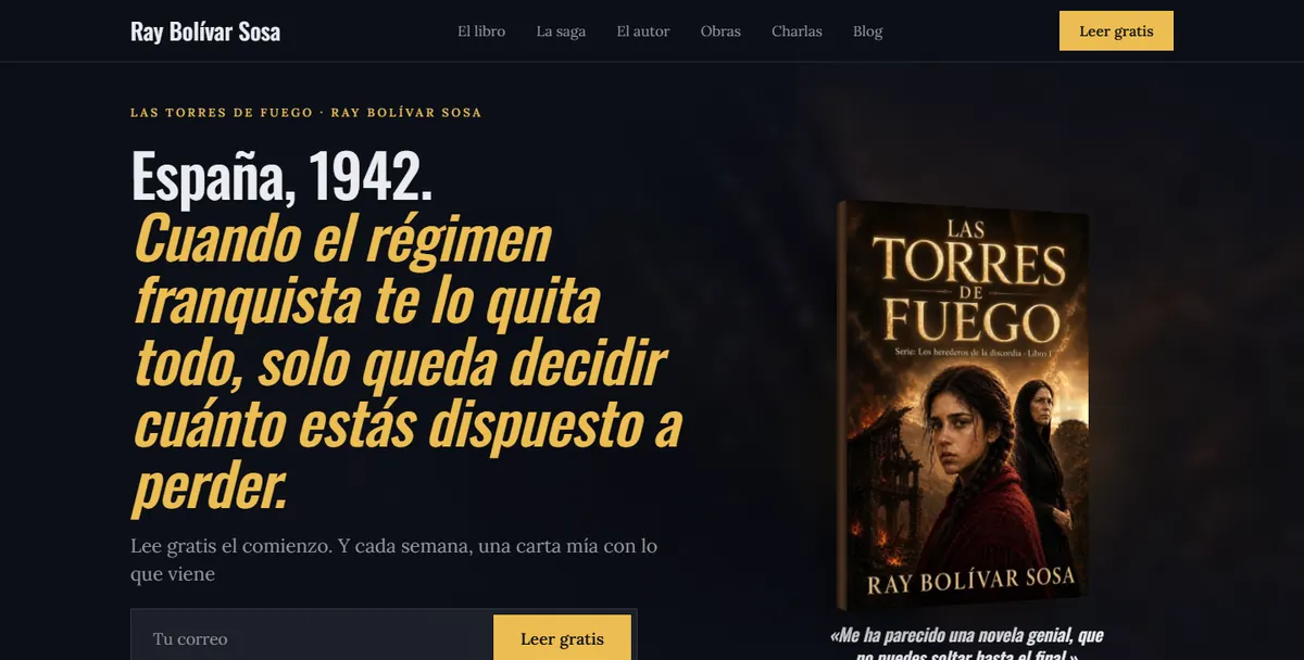 La web de autor de Ray Bolívar Sosa con «Las torres de fuego»